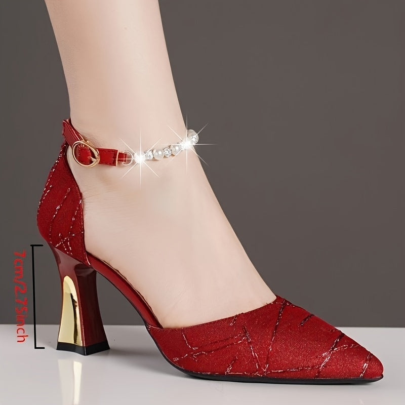 Elegant Faux Pearl Women's High Heels