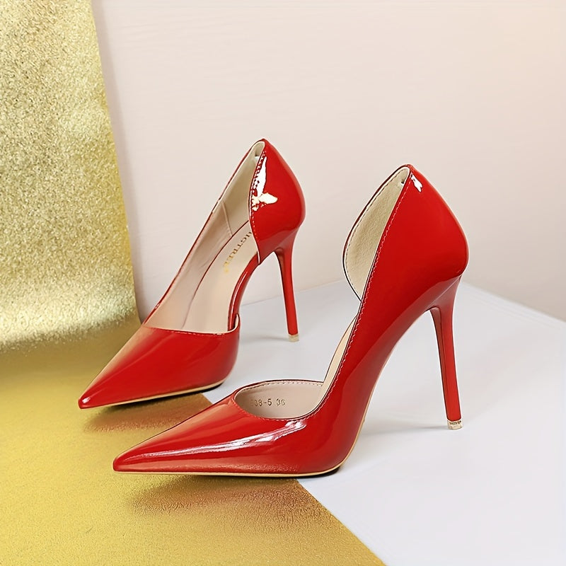 Women's Fashion Stiletto High Heels, Simple Elegant Pumps, Pointed Toe Hollow Sexy Slimming Shoes