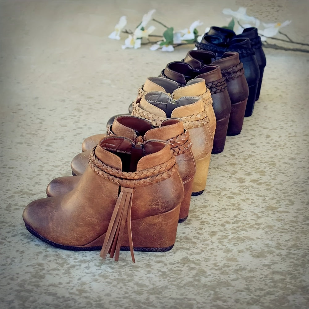 Women's wedge heel short boots, ankle boots