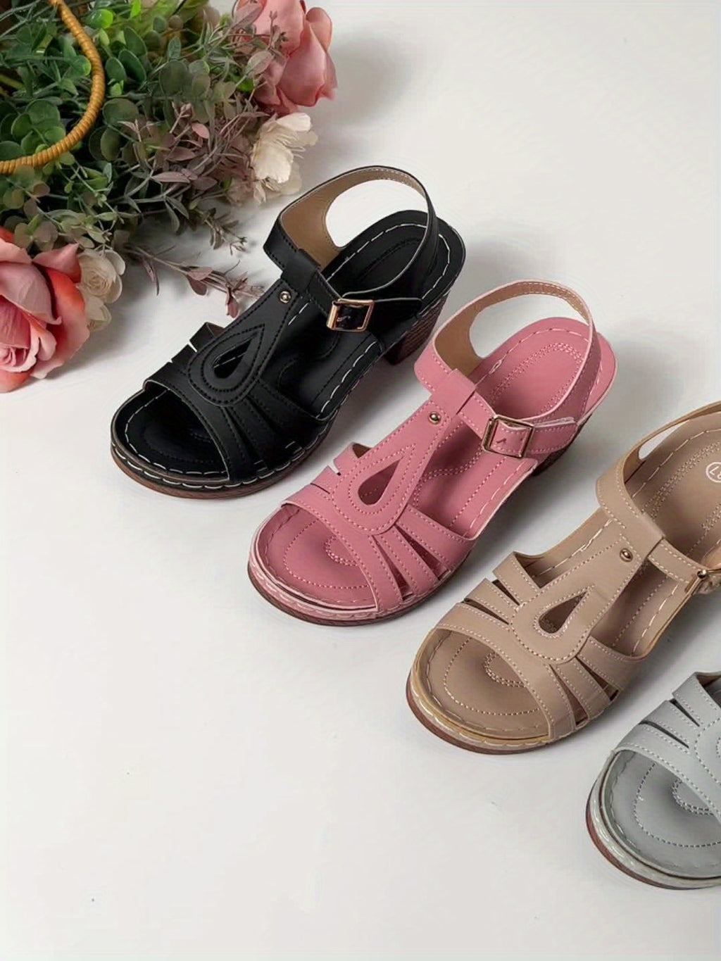 Women's Summer Chunky High Heels Sandals