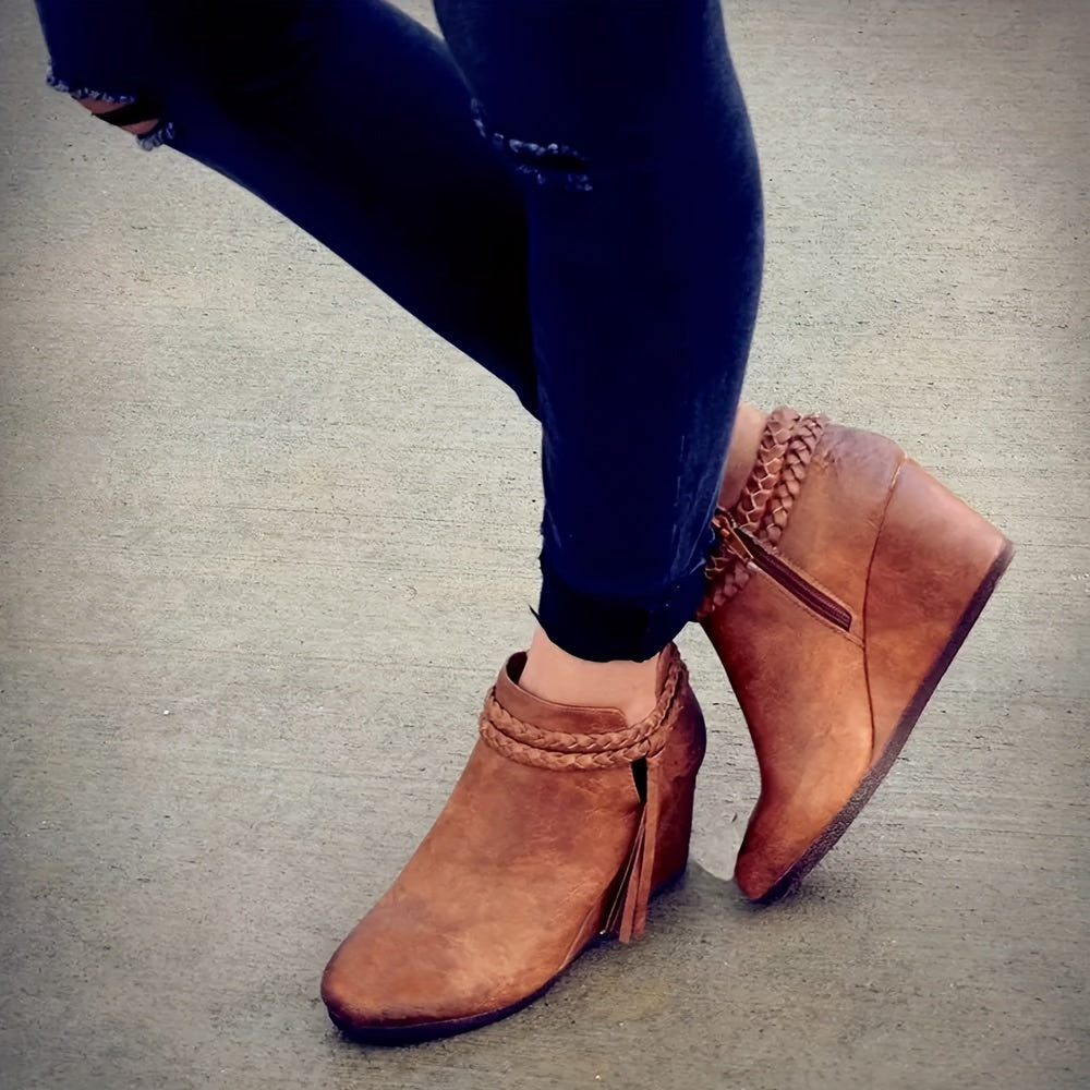 Women's wedge heel short boots, ankle boots