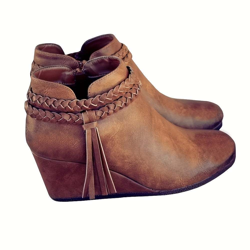 Women's wedge heel short boots, ankle boots