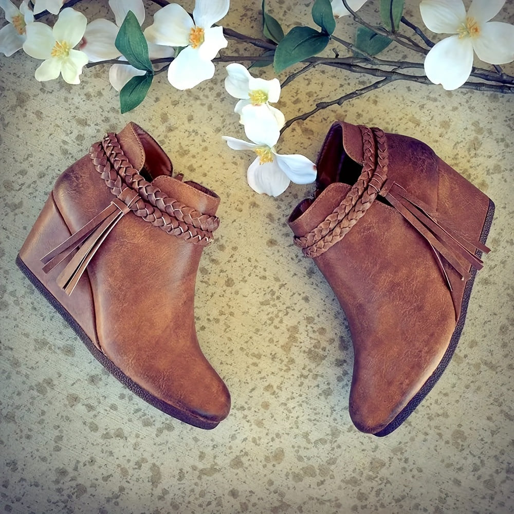 Women's wedge heel short boots, ankle boots