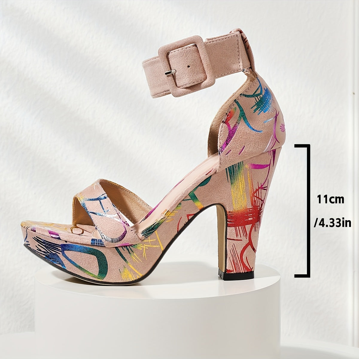 Women's Fashion Open Toe, Stylish Buckle Strap High Heels