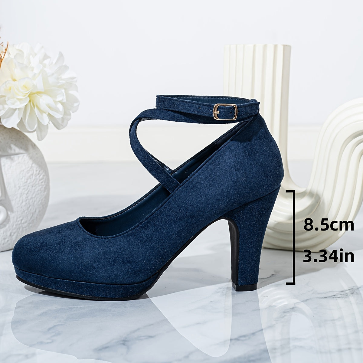 Women's elegant suede round toe pumps