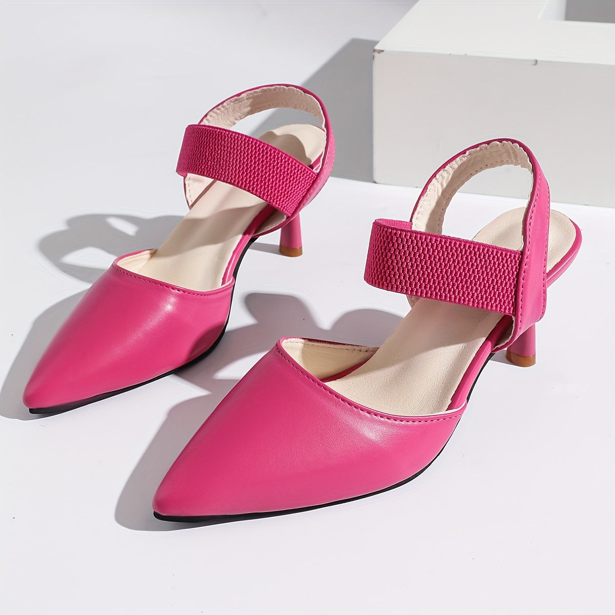 Elegant Pointed Toe High Heels, Comfortable Elastic Band Fashion Style, Women's Dress Shoes For Office And Evening Wear