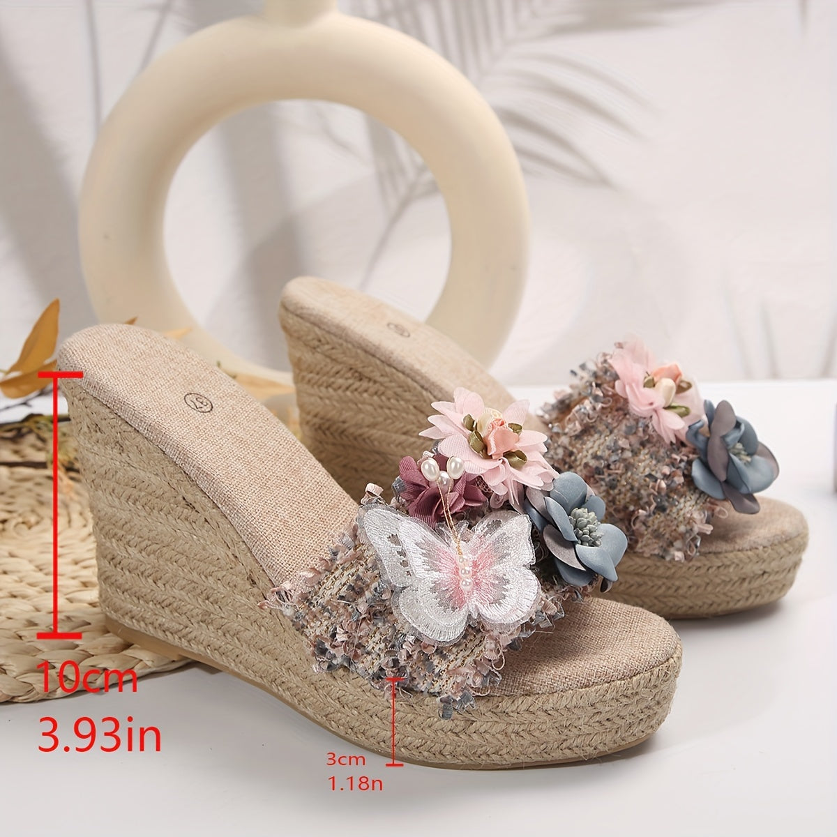 Elegant Floral Butterfly Espadrille Sandals