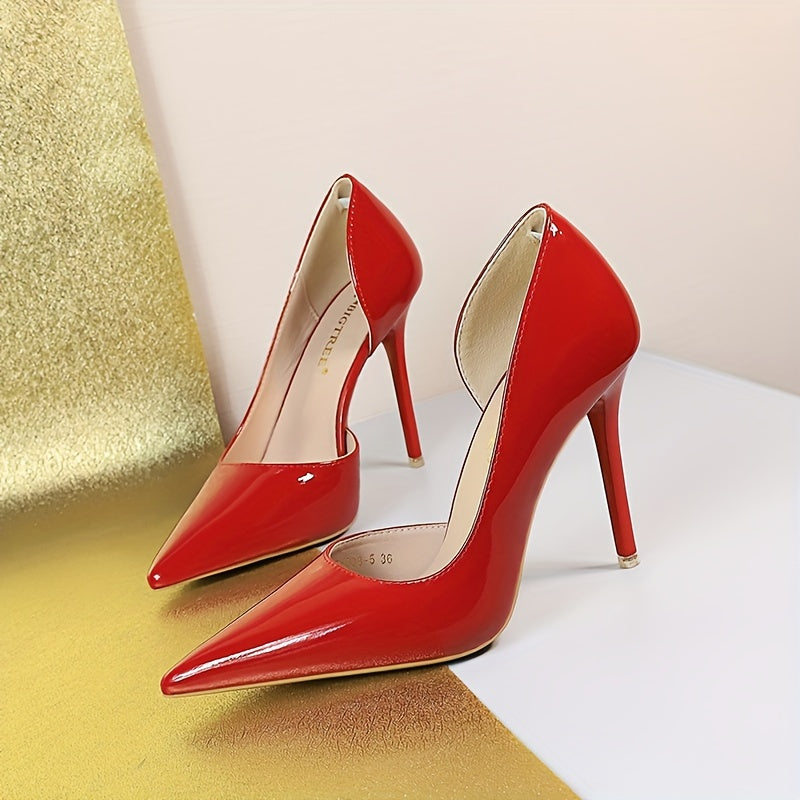 Women's Fashion Stiletto High Heels, Simple Elegant Pumps, Pointed Toe Hollow Sexy Slimming Shoes