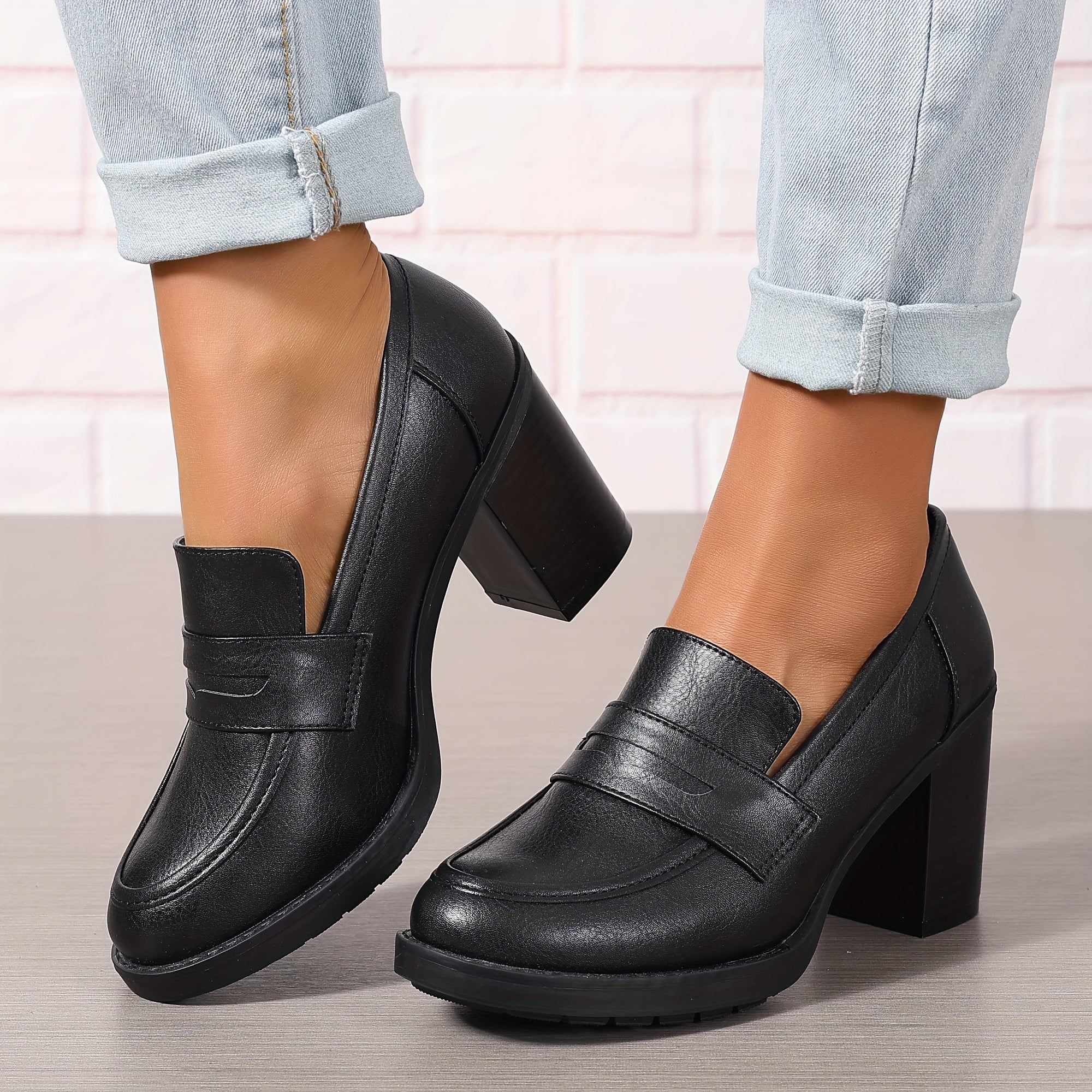 Women's Vintage Block Slip-On Pumps