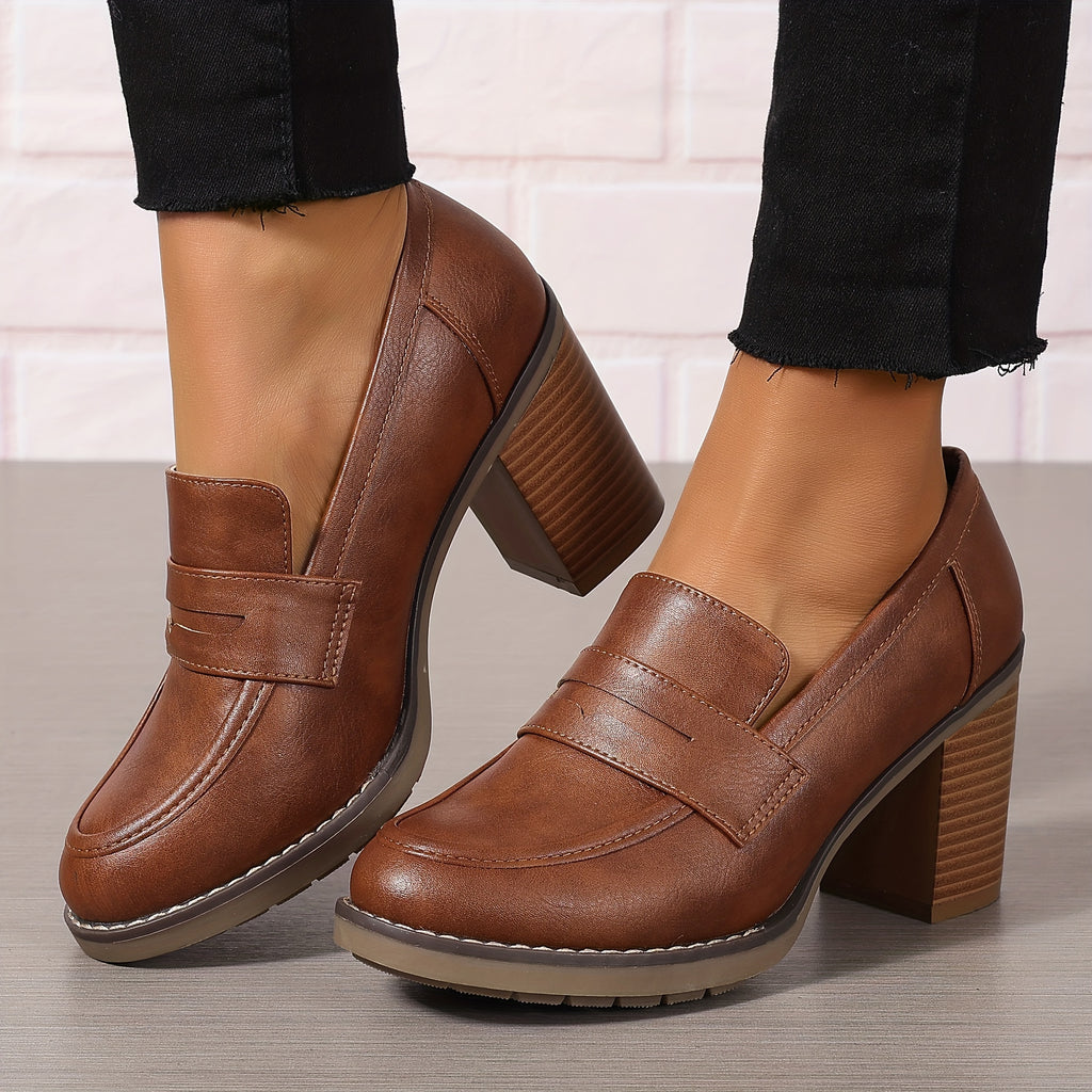 Women's Vintage Block Slip-On Pumps