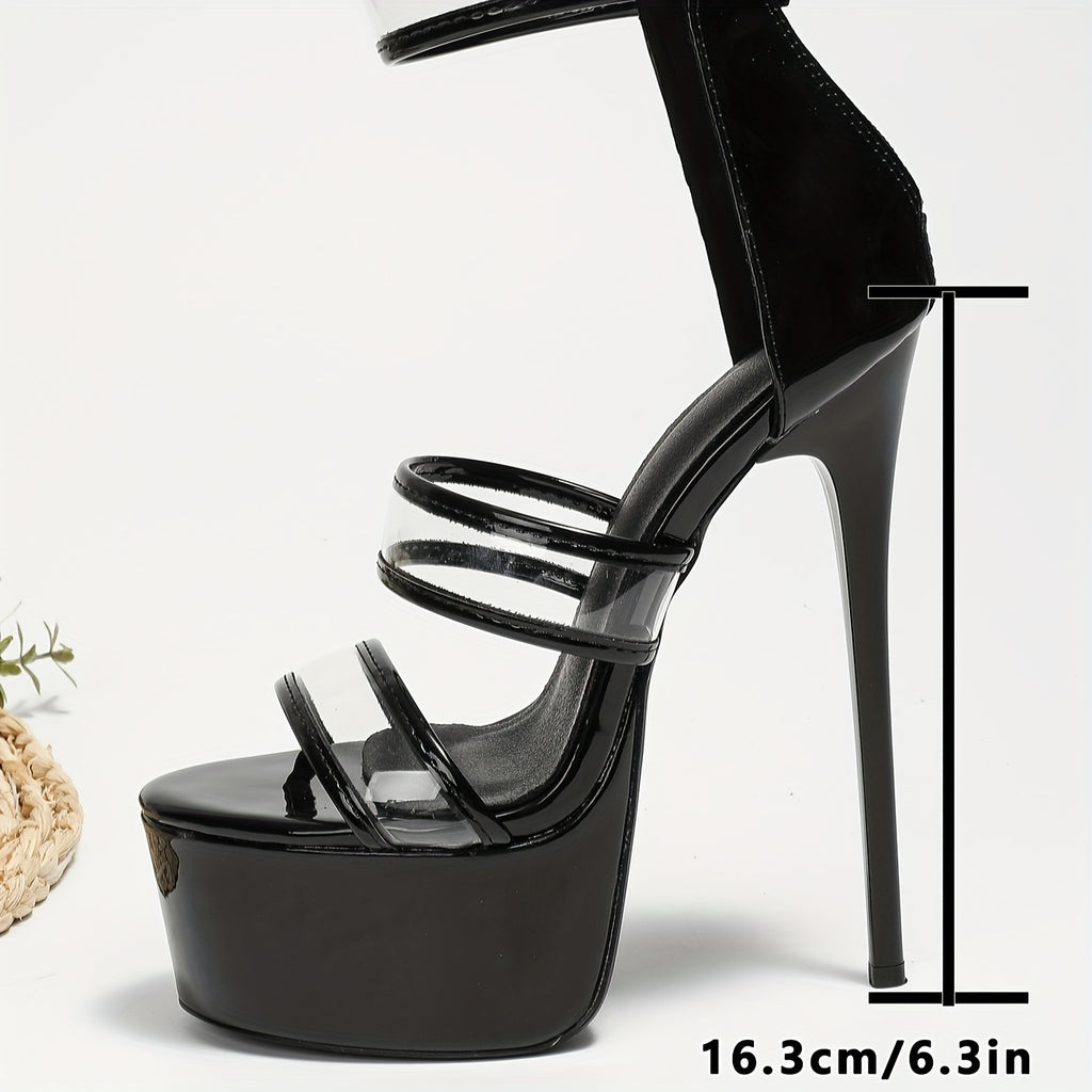 Women's Sexy Solid Color Stylish Sandals, Back Zipper Platform