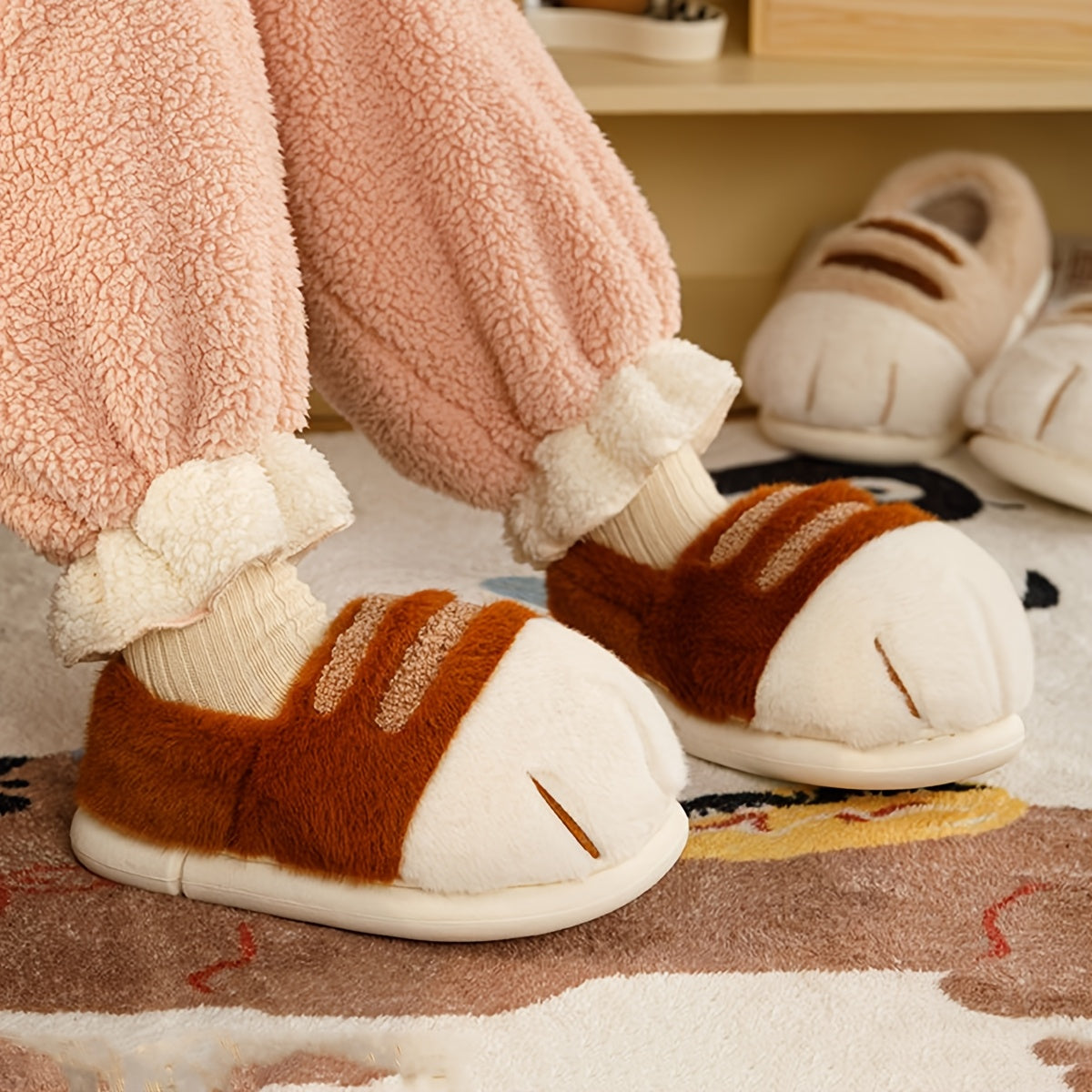 Women's Slippers- Cartoon Cat Paw