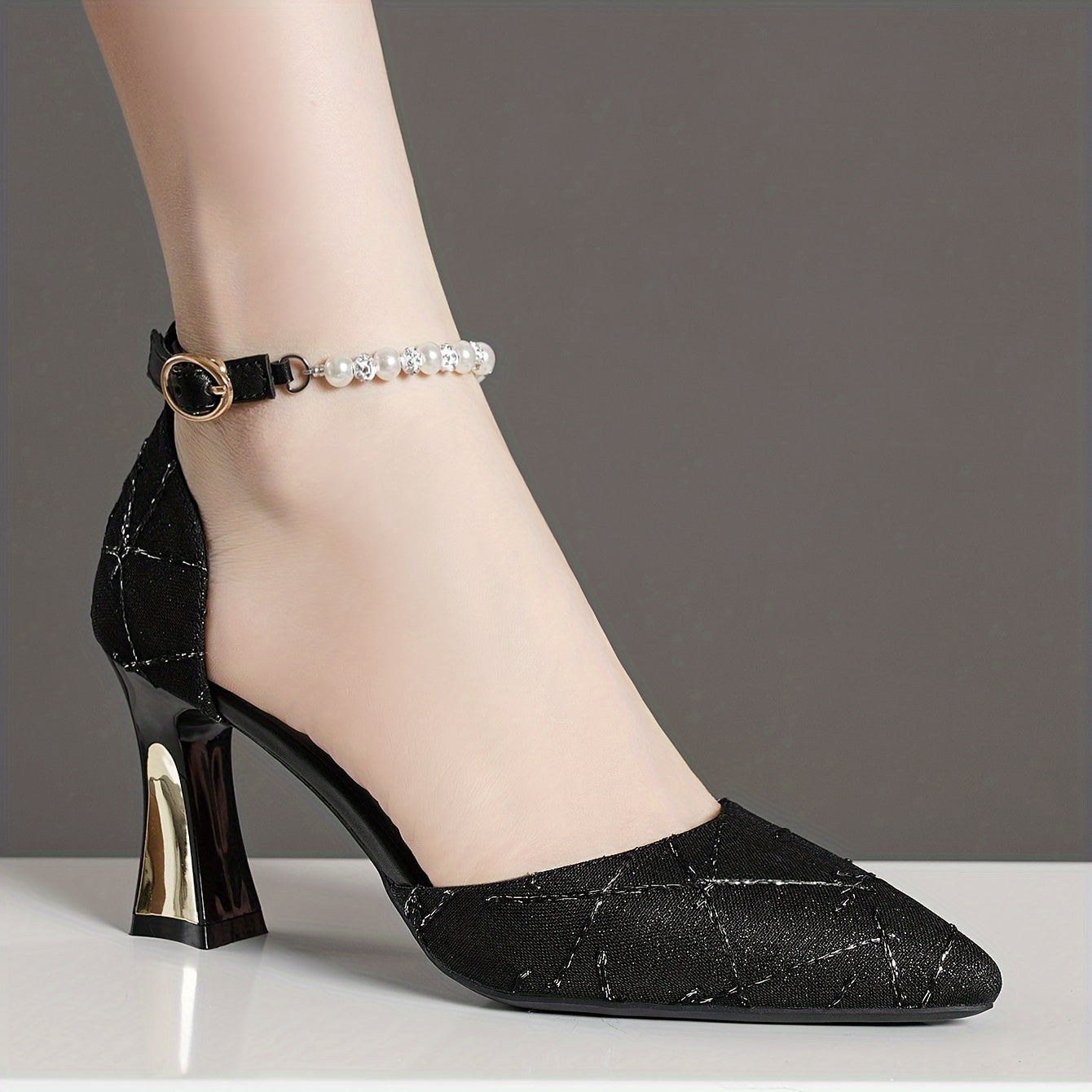 Elegant Faux Pearl Women's High Heels