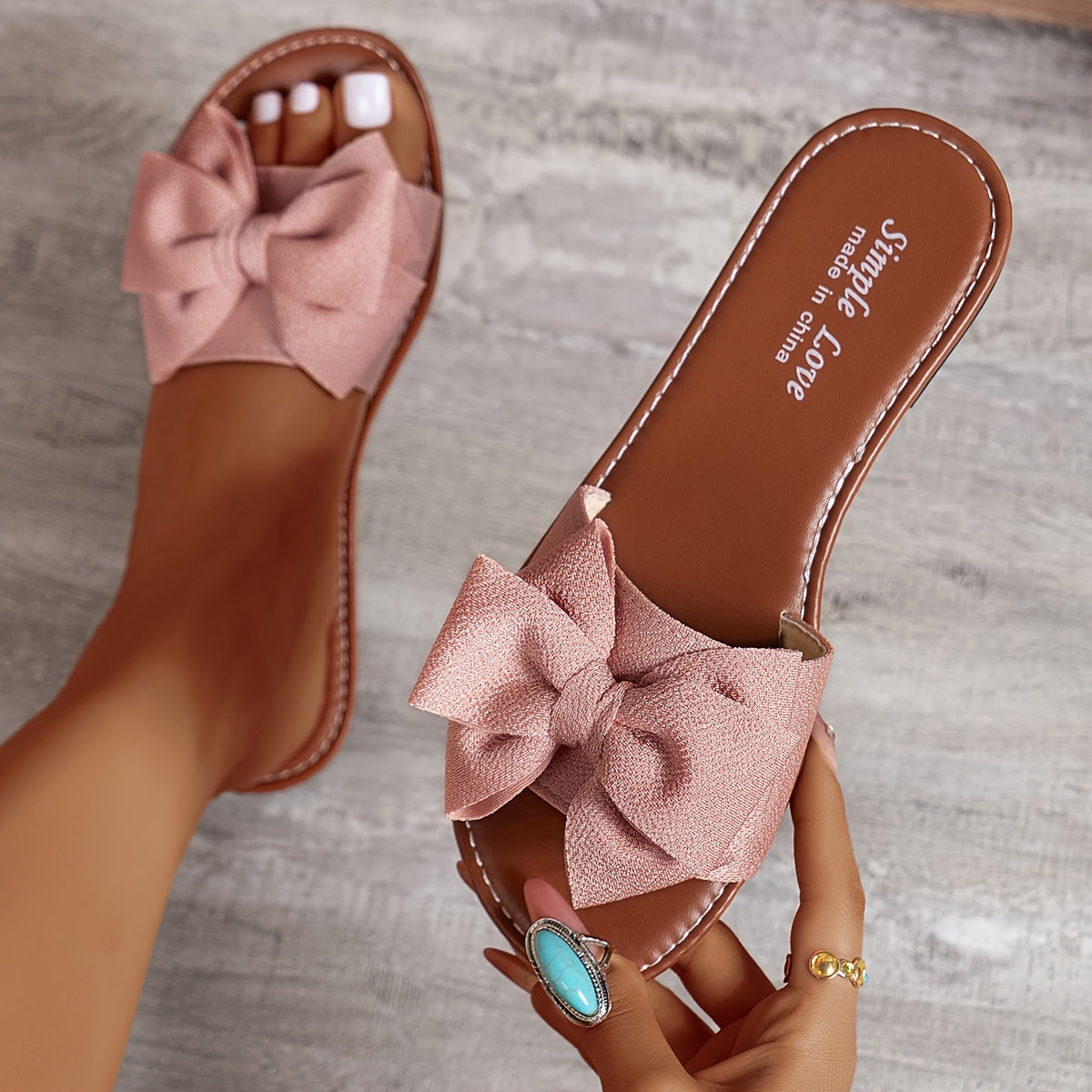 Women's Cute Bow Slip-On Sandals