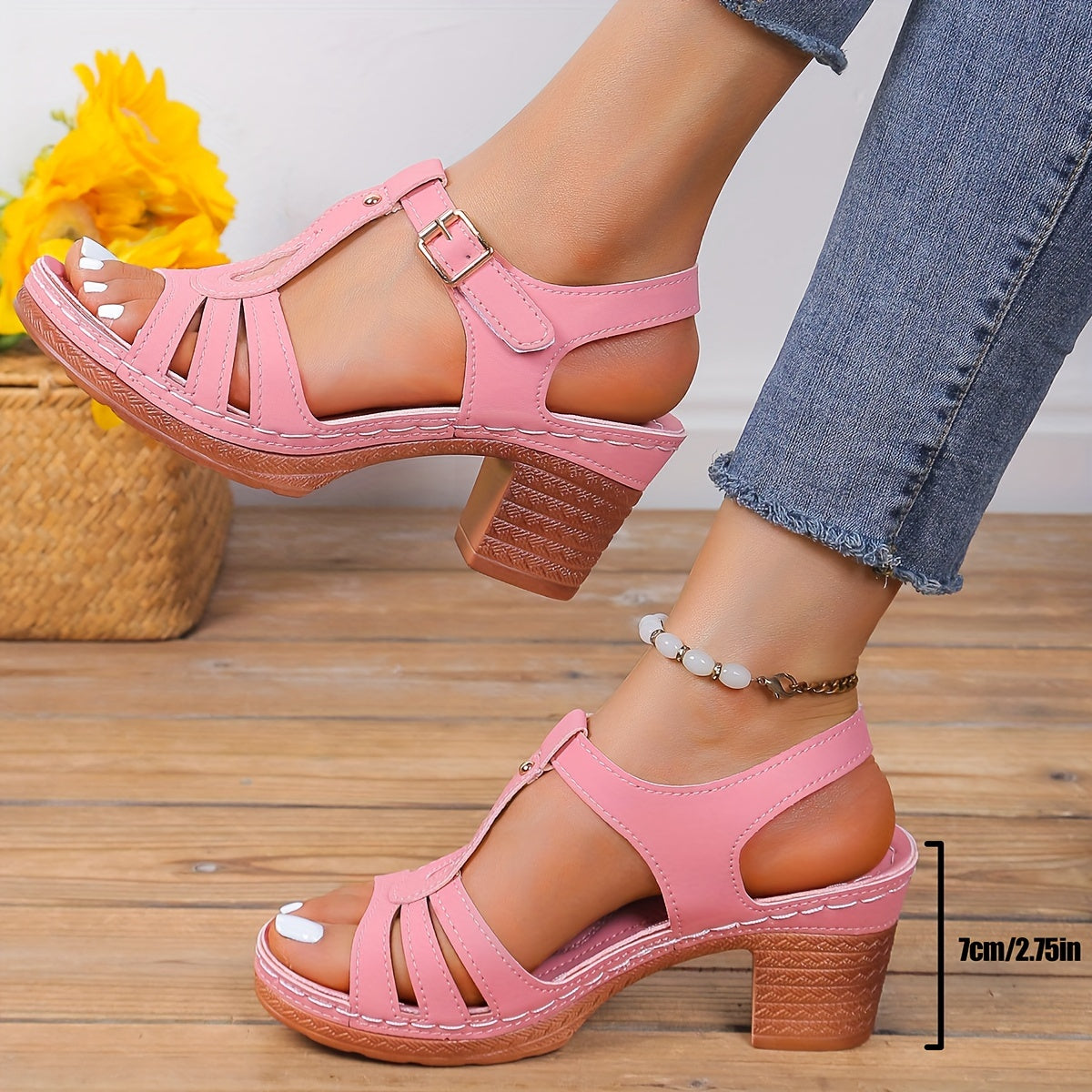 Women's Summer Chunky High Heels Sandals