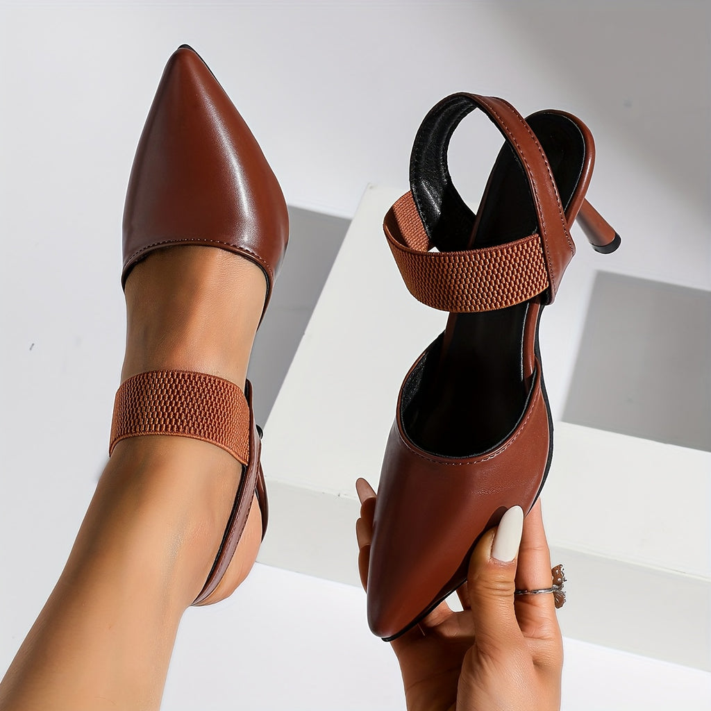 Elegant Pointed Toe High Heels, Comfortable Elastic Band Fashion Style, Women's Dress Shoes For Office And Evening Wear